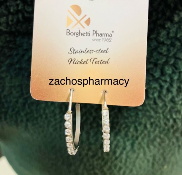 Borghetti Pharma ear rings Silver (1020) 1.set - Σκουλαρίκια Hoop ασημένιο στρας