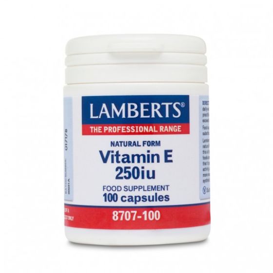 Lamberts Vitamin E 250iu (168mg) 100.caps - Φυσική μορφή Βιταμίνης Ε