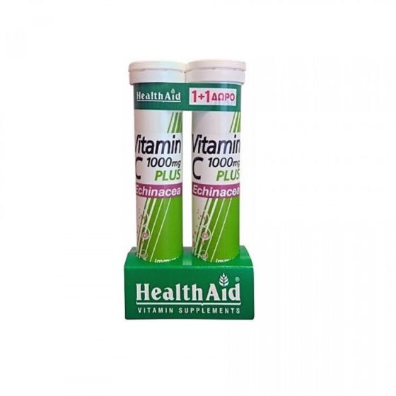 Health Aid Vitamin C 1000mg Plus Echinacea 20+20eff.tabs - Βιταμίνη C και Εχινάκια Προσφορά