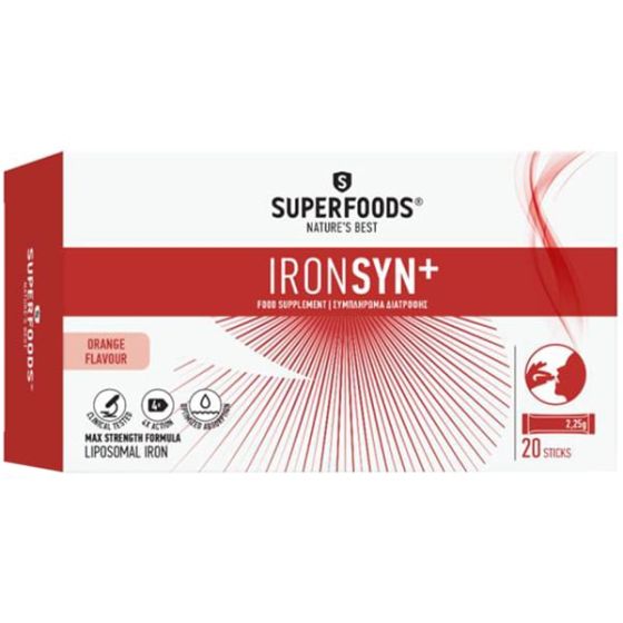 Superfoods Ironsyn+ 20.sticks - σχεδιασμένο για την αποτελεσματική πρόσληψη σιδήρου