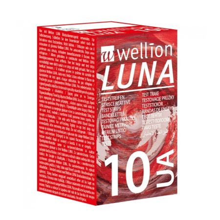 Wellion Luna Uric Acid test strips 10.strips - Uric acid test strips 10 strips