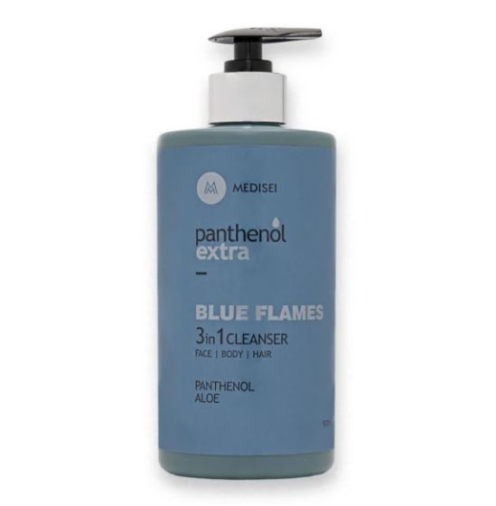 Medisei Panthenol Extra Blue Flames 3 in 1 Cleanser 500ml - Αφρόλουτρο και σαμπουάν για άντρες με ειδικά σχεδιασμένη 3 σε 1 φόρμουλα