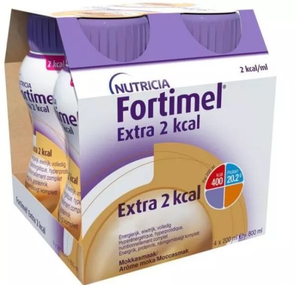 Nutricia Fortimel Extra 2 Kcal Moca 4x200ml - τρόφιμο για ειδικούς ιατρικούς σκοπούς διατροφικά πλήρες