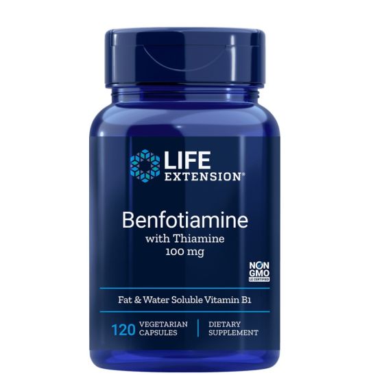 Life Extension Benfotiamine 100Mg 120 Veg.Caps - Menfothiamine supplement for healthy blood sugar metabolism