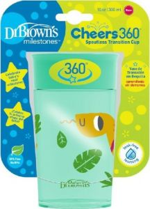 Dr. Brown's Cheers 360 Spoutless transition cup turquoise 300ml - κύπελλο των 360 μοιρών που επιτρέπει στο μωρό να πιει από κάθε πλευρά