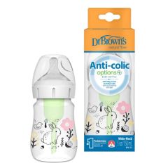 Dr. Brown's Natural Flow® Anti-Colic Options+™ Plastic baby bottle 150ml - Πλαστικό Μπιμπερό Λαγουδάκι Με Φαρδύ Λαιμό για 0m+