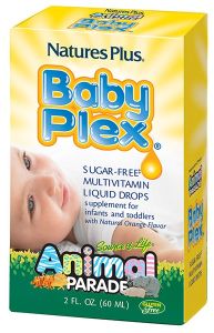 Nature's Plus Baby Plex Multivitamin Liquid drops 60ml - θαυμάσια γεύση πορτοκαλιού, κατάλληλη για μωρά & παιδιά έως 4 ετών