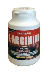 Health Aid L-Arginine 500mg 60tabs - For energy production and muscle health