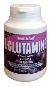 Health Aid L-Glutamine 500mg 60tbs - Glutamine for muscle recovery & mental alertness