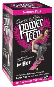 Nature's Plus Power Teen for her 60chw.tabs - Πολυβιταμινούχο συμπλήρωμα για κορίτσια στην εφηβία