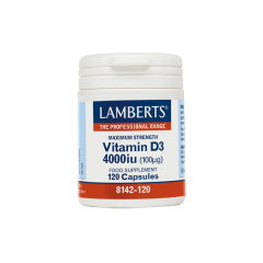 Lamberts Vitamin D3 4000iu (100μg) 120caps - παρέχει 100μg D3 (χοληκαλσιφερόλη)