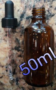 Brown Glass bottle with graduated pipette 50ml - Γυάλινο καραμελέ μπουκάλι με καπάκι πιπέττας διαβαθμισμένο