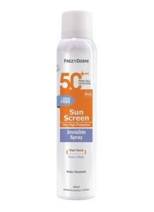 Frezyderm Sun Screen Invisible Spray SPF50+ 200ml - Αντηλιακό διάφανο spray σώματος, ανθεκτικό στο νερό
