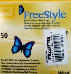 Abbott Freestyle Glucose strips 50strips - Ταίνιες μέτρησης σακχάρου για συσκευή Freestyle Freedom
