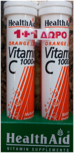 Health Aid Vitamin C 1000mg  20+20eff.tabs - Βιταμίνη C 1000mg αναβράζοντα δισκία 20+20δώρο