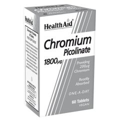 Health Aid Chromium Picolinate 1800μg 60tabs - Εύκολη απορρόφηση, ενισχύει κάθε πρόγραμμα αδυνατίσματος