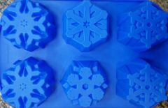 Silicone Soap Mold Snow Flakes (SM060) 6places 1piece - Καλούπι Σιλικόνης (Νιφάδες) 6θέσεων