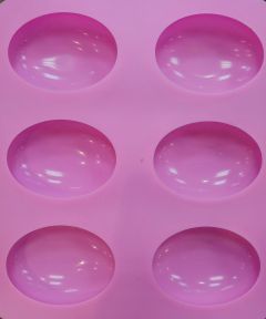 Silicone Soap Mold 6 Oval spaces (SM095) 1piece - Καλούπι Σιλικόνης (Οβαλ θέσεις) 6θέσεων