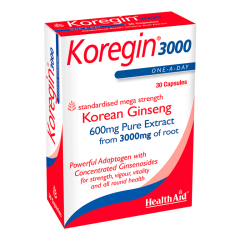 Health Aid Koregin 3000 (Korean Ginseng) 30caps - feeling of physical energy at any age
