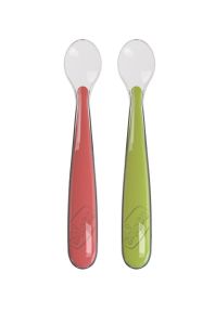 Chicco Soft silicone spoon Green/Red 6m+ 1piece - Κουταλάκι τροφής από σιλικόνη 