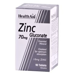 Health Aid Zinc gluconate 90veg.tabs - Ψευδάργυρος άμεσης απορρόφησης