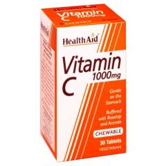 Health Aid Vitamin C Chewable 1000mg with Rosehip & Acerola 30tabs - Vitamin C Chewable Orange Flavor