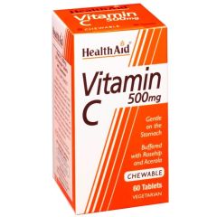 Health Aid Vitamin C Chewable 500mg With Rosehip & Acerola 60tabs - Βιταμίνη C Μασώμενη Γεύση Πορτοκάλι