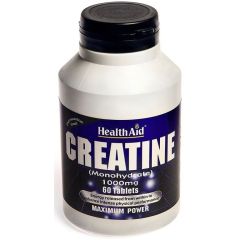 Health Aid Creatine Monohydrate 1000mg 60tabs - Creatine for muscle mass and increased strength 