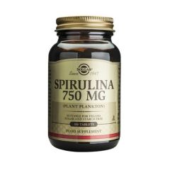 Solgar Spirulina (Arthrospira platensis) 750mg 100tabs - εξαιρετική πηγή πρωτεΐνης για τους φυτοφάγους
