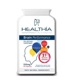 Healthia Brain Performance (Nootropic) 510mg 90caps - βοηθά στη μνήμη τη διάυγεια, την πνευματική τονωση