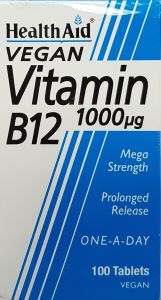 Health Aid Vitamin B12 1000μg Vegan 100tabs - Κυανοκοβαλαμίνη (βιταμίνη Β12) σταδιακής αποδέσμευσης