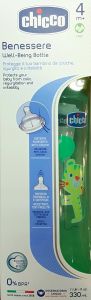 Chicco Well Being Plastic Bottle (Green) 4m+ Silicone Fast Flow 330ml - Πλαστικό Μπιμπερό "Φυσική Μέθοδος"