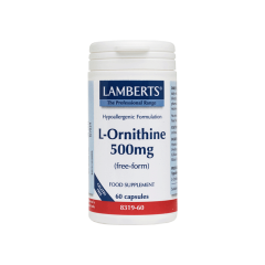 Lamberts L-Ornithine 500mg Free form amino acid (8319) 60caps - Μειώστε την κόπωση