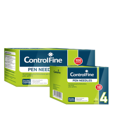 ControlBios ControlFine Insulin Pen Needles (0,25mm X4mm) 32G 50needles - Designed To Make Insulin Injection Fast And Painless