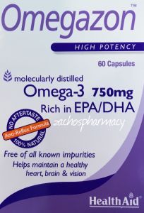 Health Aid Omegazon (Omega 3 Ω3) 750mg 60caps - EPA & DHA Η πιο πλούσια πηγή Ω3 λιπαρών οξέων