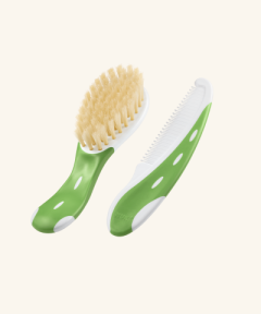 Nuk Baby Brush with Comb Green Colour 1set - Σετ βούρτσα & χτένα πράσινο χρώμα