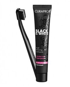 Curaprox Black is White Set (Whitening Kit) - Μαύρη οδοντόκρεμα με ενεργό άνθρακα & οδοντόβουρτσα CS Black is White edition 