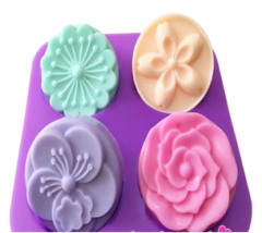 Silicone Soap Mold Flowers (SM185) 4spaces 1piece - Καλούπι Σιλικόνης (Λουλούδια) 4θέσεων