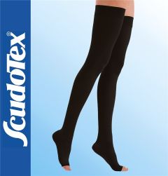 Scudotex Thigh High K1 Microfiber Open toe (441 Black) Grad.Comp. 20-30mmHg 1pair - Θεραπευτικές κάλτσες ριζομηρίου αν.δάχτυλα