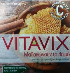 Ergopharm Vitavix pastilles propolis for sore throat with cinnamon 45gr - παστίλια για το λαιμό, πρόπολη - κανέλα