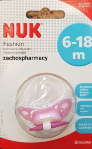 Nuk Fashion Orthodontic Soother 6-18m Silicone Pink 1piece - Ορθοδοντική Πιπίλα Σιλικόνης