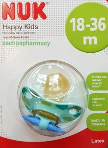 Nuk Happy Kids Orthodontic Soother Green 18-36m Latex 1piece - Ορθοδοντική Πιπίλα Λατεξ