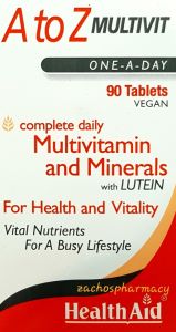 Health Aid A to Z Multivit 90tabs - Πολυβιταμινούχο με Λουτεϊνη