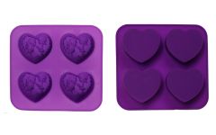 Ethereal Nature Couple in a heart soap silicone mold 4places 1piece - 4 ανάγλυφα οβάλ με σχέδιο ζευγάρι σε καρδιά