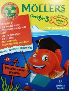 MÖLLER’S Child Gels-Fish Shaped Omega-3 Strawberry flavor (36gels) - Νοστιμότατα Ζελεδάκια Ωμέγα-3 & Φυσική Βιταμίνη D