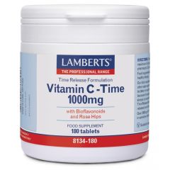 Lamberts Vitamin C Time Release 1000mg 180tabs - βιταμίνη C με τεχνολογία αργής αποδέσμευσης