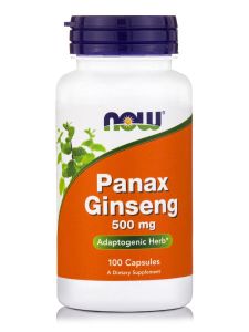 Now Panax Ginseng 500mg 100.caps - Ισχυρό προσαρμοσιογόνο βότανο για αύξηση αντοχής και ενέργειας