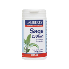 Lamberts Sage 2500mg for menopausal symptoms 90tbs - Τιτλοδοτημένο Εκχύλισμα φασκόμηλου των 500mg