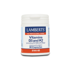 Lamberts Vitamins D3 1000iu and K2 90μg 60tbs - Υψηλής ισχύος σύμπλεγμα βιταμίνης Κ2 & βιταμίνης D