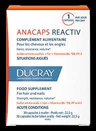 Ducray Anacaps Reactiv hair and nails 30caps - Δυναμωτικό συμπλήρωμα διατροφής για οξείες καταστάσεις μαλλιών και νυχιών